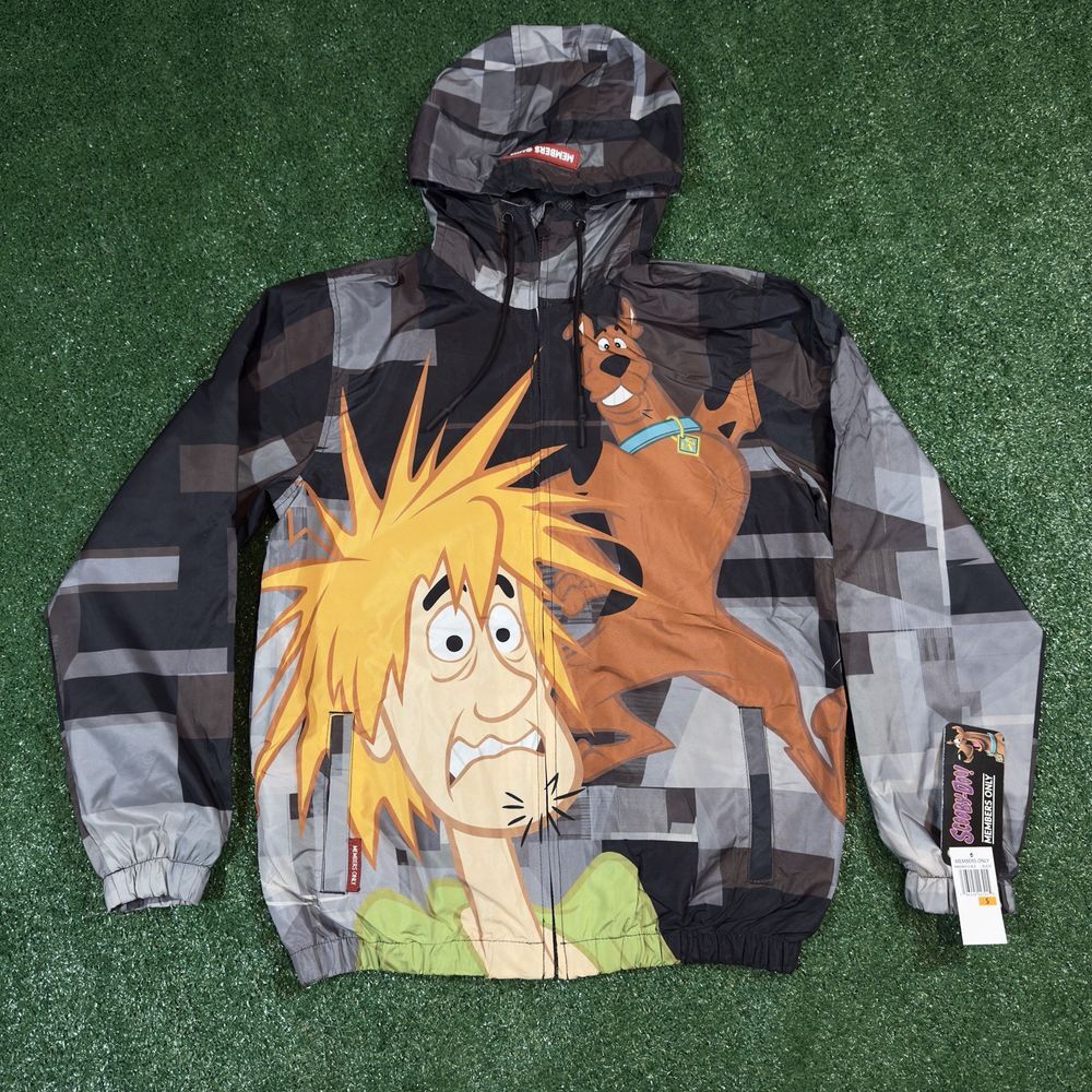 MENS MEMBERS‎ ONLY SCOOBY DOO SHAGGY WINDBREAKER HOODIE JACKET - SMALL